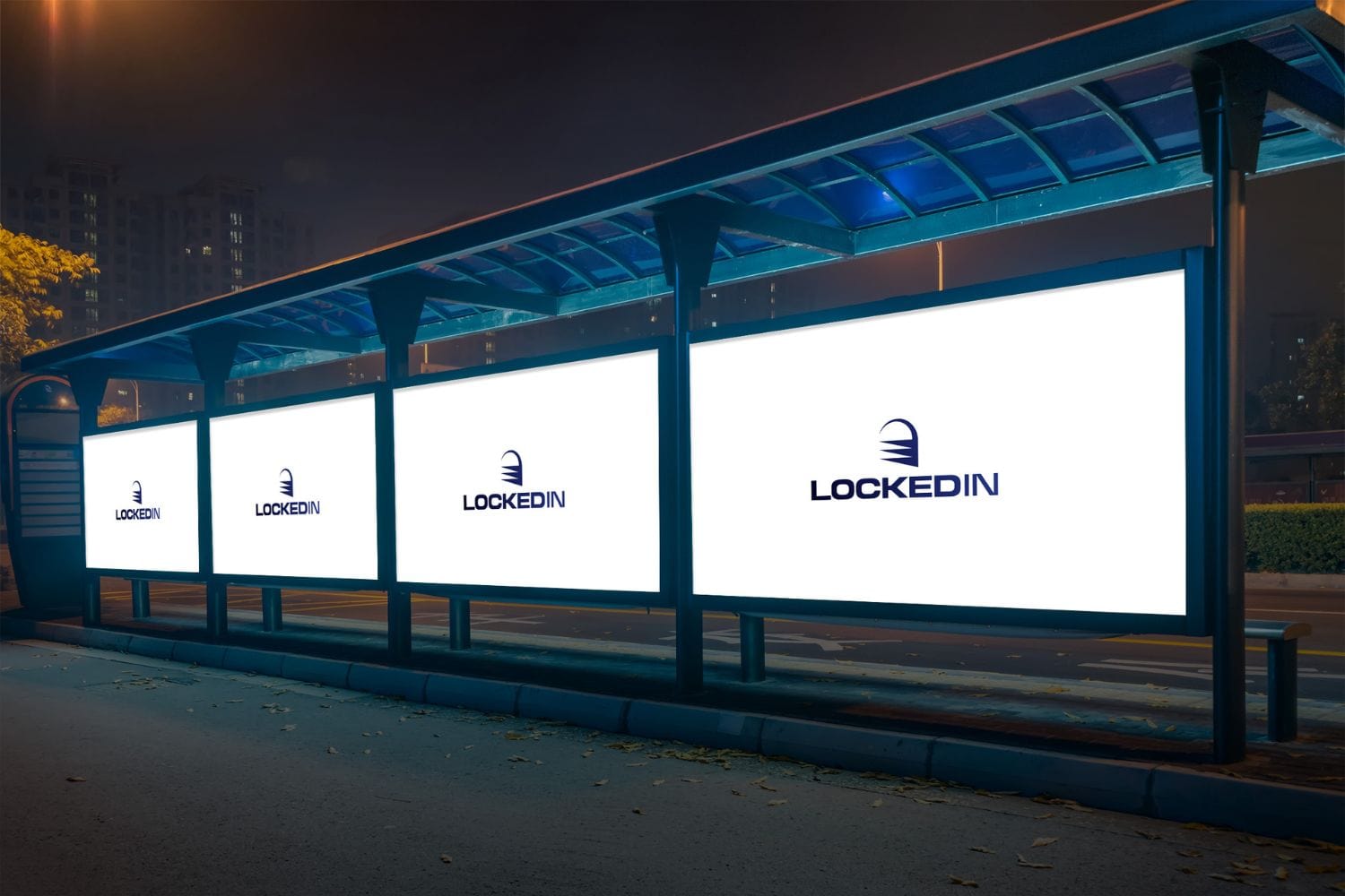 locked in logo on a billboard