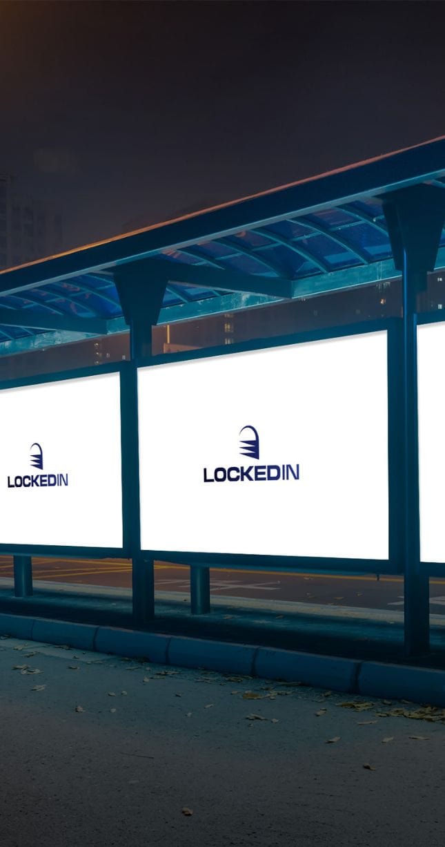 locked in logo on a billboard