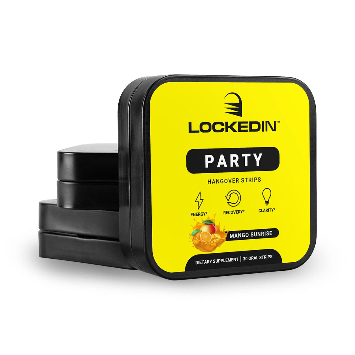 Locked-In Party strips in Mango Sunrise, displayed on white background