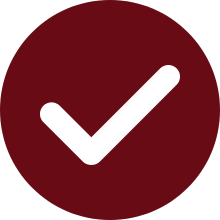 dark red and white checkmark icon