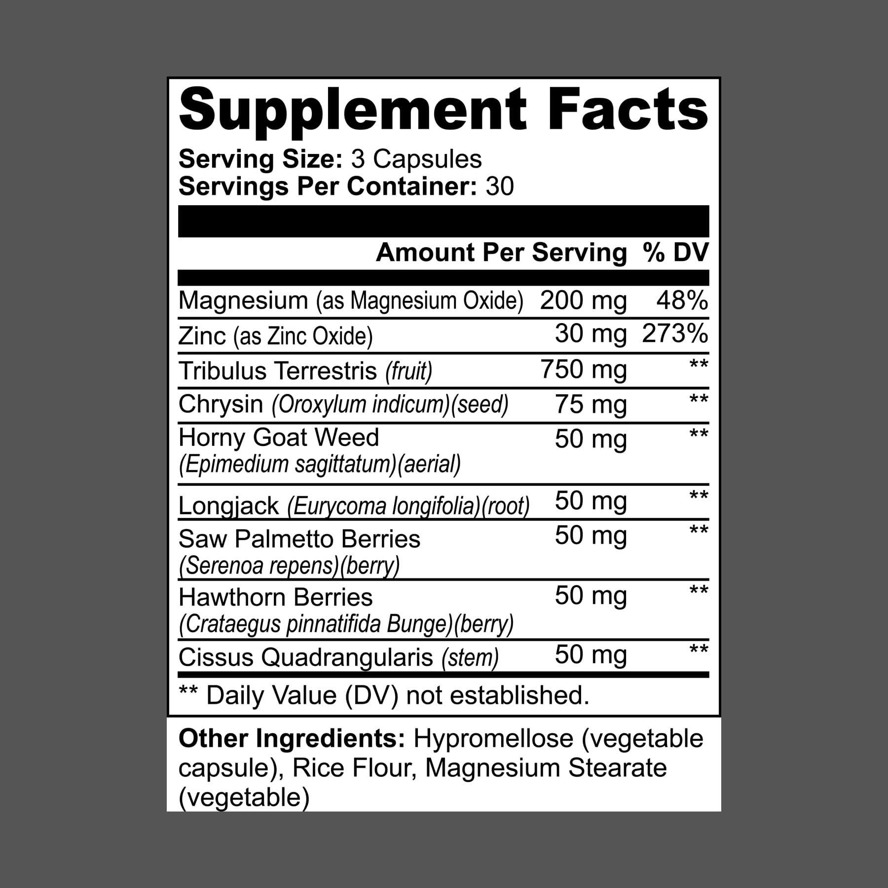 Locked In Drive supplement facts on gray background